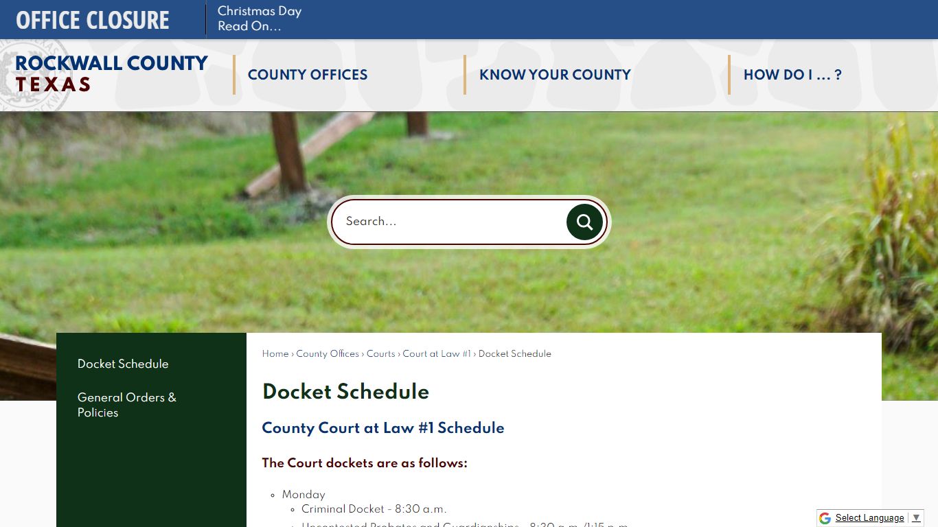 Docket Schedule | Rockwall County-Official Website