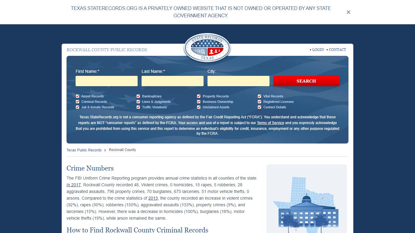 Rockwall County Arrest, Court, and Public Records | StateRecords.org